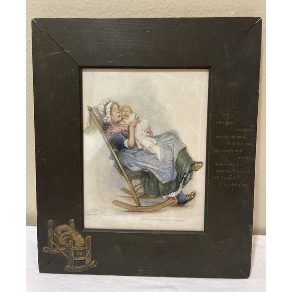 Frances Brundage Chromolithograph in Unusual Frame A Lullaby Raphael Tuck 1904 - Picture 1 of 5